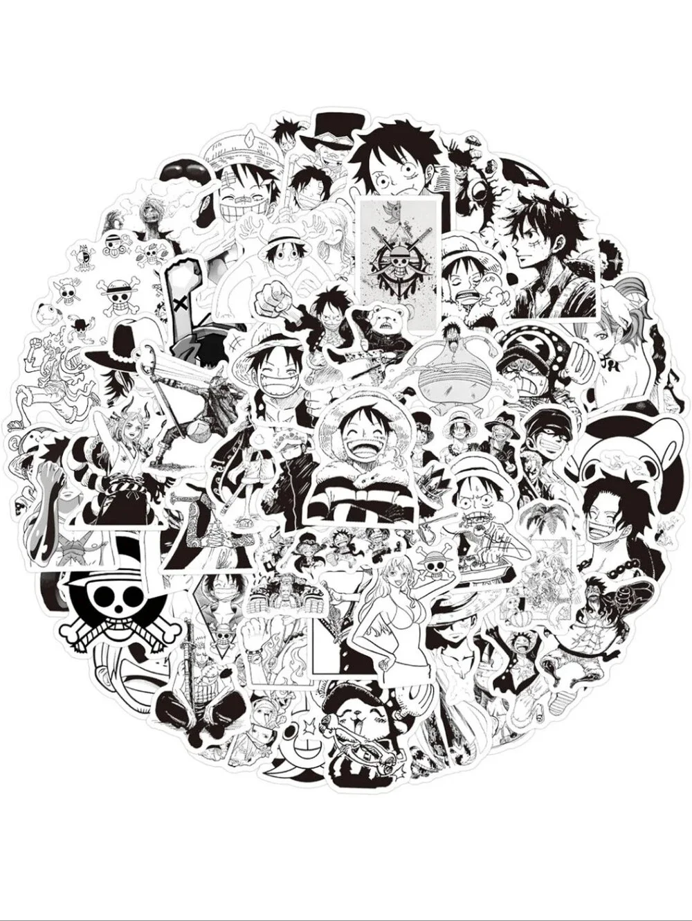 Onepiece Black & White Sticker Pack for Kids